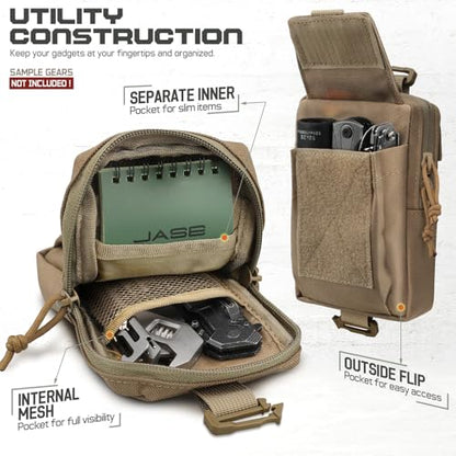 Tactical Backpack Accessories Pouch, Molle Accessories Shoulder Strap Attachment Pouches Utility EDC Phone Pouch Sport - color: Coyote Brown-2pcs