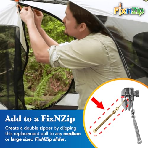 FixNZip Medium to Large Gold Zipper Pull Replacements (4-Pack) | Universal Clip-On Pull Tabs for Zipper Repair, Sliders & Luggage, Jackets, Backpacks, Tents, Sleeping Bags & Outdoor Gear - color: Gold