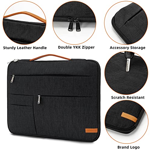 KINGSLONG 13.3 inch Laptop Sleeve Bag, Slim Shockproof Handbag, Computer Carrying Case Cover Compatible with MacBook Air/Pro,Acer Asus Dell HP Black - color: Black, size: 13 inch