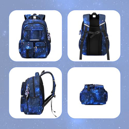 PIG PIG GIRL Kids Backpack for Girls Boys School Bags for Middle School Students Book Bag for Elementary Primary Kawaii Ita Backpack, Galaxy Astronaut - color: Galaxy Blue