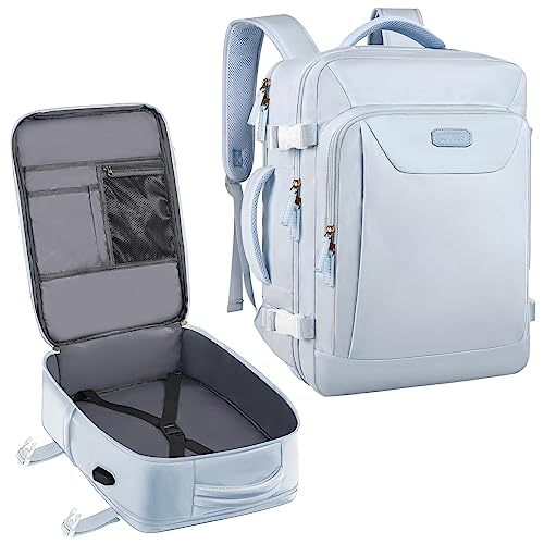 Carry on Backpack, Flight Approved Large Travel Laptop Backpack, 15.6 Inch Water Resistant Luggage Computer Daypack College Weekender Overnight Bag for Men & Women, blue - color: Blue