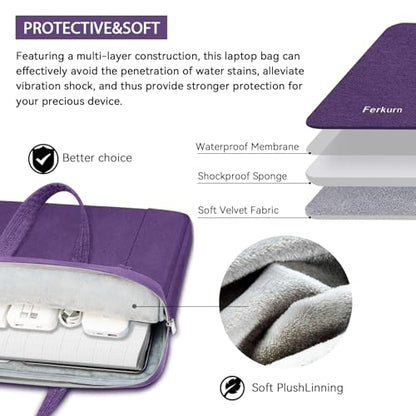 Ferkurn Laptop Case Bag Women Men Computer Sleeve with Shoulder Compatible with HP/Inspiron/Thinkpad/Vivobook/MSI/Surface, 15.6 inch, Violet - color: Violet, size: 15.6 inch