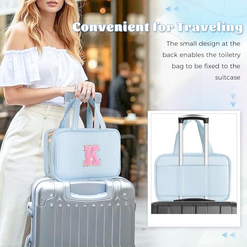 Gifts for Teen Girls Women - Personalized Toiletry Bag Initial Makeup Bag | Travel Cosmetic Bag | 8 9 10 11 12 13 14 15 16 Years Old Girl Gift Trendy Stuff - Blue K - color: Blue, style: K