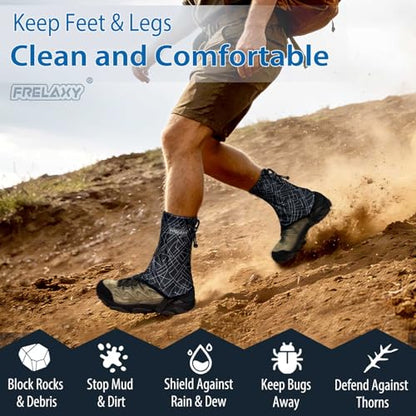 Frelaxy Ultralight Trail Gaiters for Hiking & Running – Breathable, Wear-Resistant Low Shoe Gaiters, Protect Feet from Rocks, Mud, Dust & Debris - color: Black
