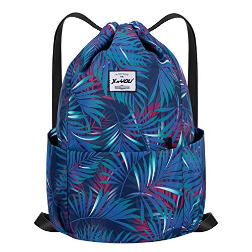XEYOU Drawstring Sports Backpack Lightweight Gym Yoga Sackpack Shoulder Rucksack Casual Outdoor Daypack for Women and Men | Lightweight - color: Colorful Leaves
