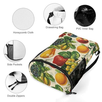 Drawstring Gym Backpack with Shoe Compartment And Wet Pocket, 28L Lightweight Waterproof Various Fruit Sports Backpack for Workout Swim Beach Travel String Bag for Men Women