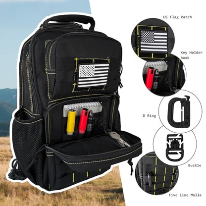 Rover Sling Pack Tactical Shoulder Sling Bag Backpack with Bottle Holder Crossbody Chest Bag, Black with Yellow - color: Black With Yellow