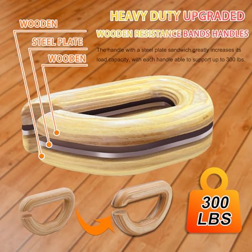 Lights Mountain Wooden Resistance Bands Handles Versatile Exercise Handles with Anti-Slip Grip Tapes for Elastic Band Workouts Home Gym Strength Training and Full-Body Workouts - color: handles with embedded metal plates