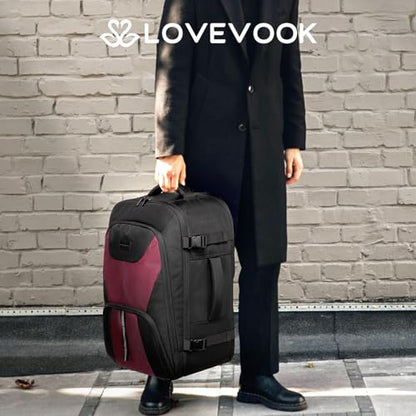 LOVEVOOK Travel Carry on Backpack for Men Women,Expandable 40L Extra Large Travel Laptop Backpack,Water Resistant Durable TSA Airline Approved Business College Carry on Bag Fit 17 Inch Computer,3 Pcs - color: Black-red, size: 40L-3Pcs