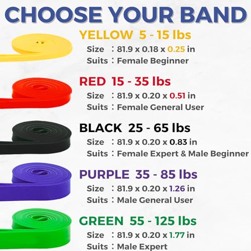 LEZER Resistance Bands - Pull Up Bands for Home Gym Fitness, Stretching, Physical Therapy & Training - Includes Instruction - color: 07 - 3 Colors - Light sets