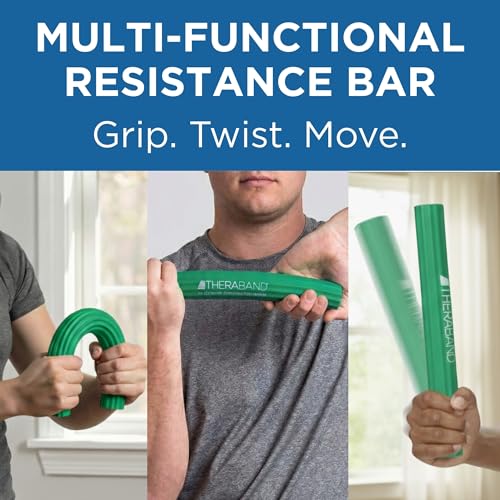 THERABAND FlexBar Resistance Bar, Medium, Green Flex Therapy Bar for Physical Therapy, Wrist & Forearm Exercise Equipment, Non Slip Grip, Compact Design - color: Green - Medium, style: Original