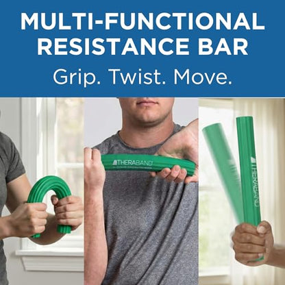 THERABAND FlexBar Resistance Bar, Medium, Green Flex Therapy Bar for Physical Therapy, Wrist & Forearm Exercise Equipment, Non Slip Grip, Compact Design - color: Green - Medium, style: Original