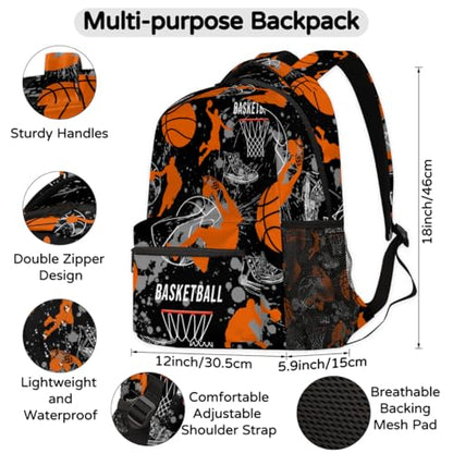 Basketball Backpack and Travel Mug Sport Water Bottle For Boys Girls & Basketball Lover