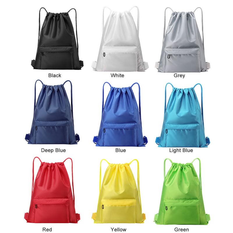 Water Resistant Drawstring Gym Backpack Sack Cinch Bag with Zipper Side Pocket, Pack of 2 (Backpack B, White) - color: White, style: Backpack B