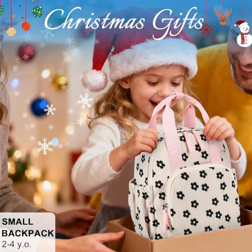 Bluboon Toddler Backpack for Girls Boys 2-4 Cute 12" Preschool Kindergarten Backpacks Kids Daycare Bags School Travel (Black Flower-Beige, Age 2-4 (12" H not Fit A4 Folder)) - color: Black Flower-beige, size: Age 2-4 (12" H not Fit A4 Folder)