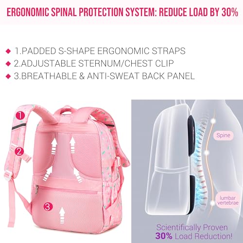 Makukke Girls School Backpack Set, Cute Strawberry Bag with Lunch Box & Pencil Case, Lightweight Durable Bookbag for Elementary Middle - color: Strawberry-Blue