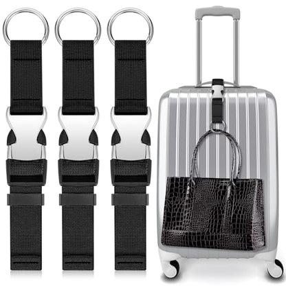 Amylove 3 Pcs Add a Bag Luggage Straps Gripper Heavy Duty Jacket Valises Strap for Travel Belt with Buckle Adjustable Baggage - color: Black