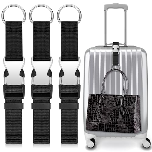 Amylove 3 Pcs Add a Bag Luggage Straps Gripper Heavy Duty Jacket Valises Strap for Travel Belt with Buckle Adjustable Baggage - color: Black