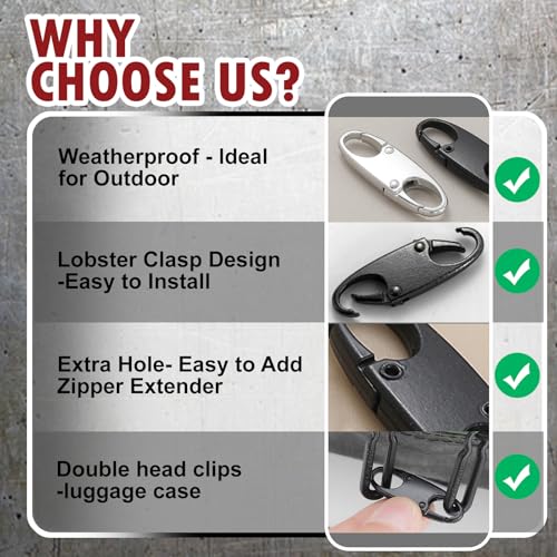 Zipper Clips Anti Theft, Double Opening Small S Carabiner, Zipper Pull Replacement, for Backpack Purse Luggage Suitcase - color: Black and Sliver