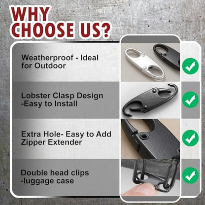 Zipper Clips Anti Theft, Double Opening Small S Carabiner, Zipper Pull Replacement, for Backpack Purse Luggage Suitcase - color: Black and Sliver