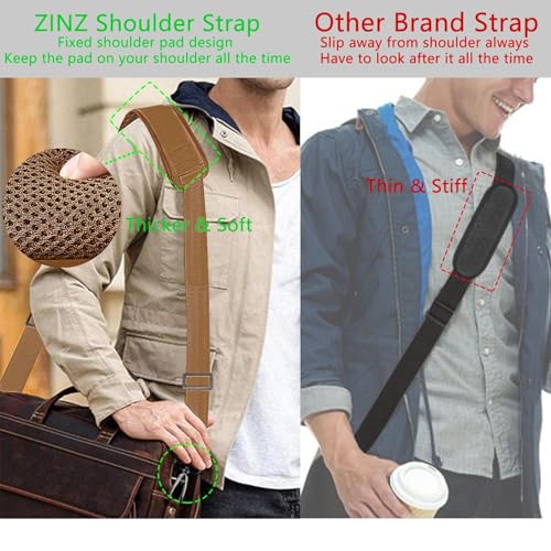 ZINZ 79 inch Shoulder Strap, Extra-thick Fixed Cushion Pad and Dual Clasps Universal Replacement Strap with Metal Swivel Hooks for Laptop Bags, Luggage Bags, Camera, Crossbody(Khaki) - color: Khaki