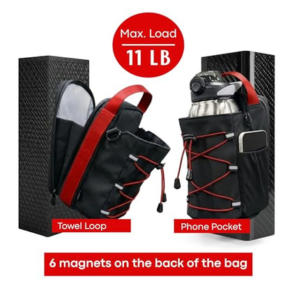 369 Water Bottle Holder with Strap, Magnetic Gym Bag Bottle Carrier Holder with Phone Pockets & Shoulder Strap, Magnetic Water Bottle Holder Gym Accessories, 25oz/40oz/64oz Bottle Pouch Holder