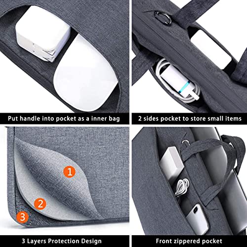 Voova Laptop Bag 17 17.3 Inch Water-resistant Laptop Sleeve Case with Shoulder Straps & Handle, Computer Case Cover Slim Briefcase Compatible with 17-18” Hp Dell Asus Acer, Grey - color: Grey, size: 17-17.3 In