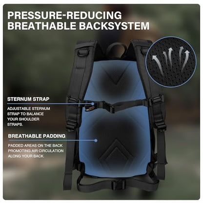 Mardingtop Small Tactical Molle Backpack for Men, 18L EDC Motorcycle Backpack,Hiking Daypack - color: Black
