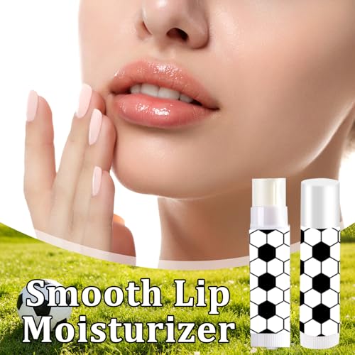 24 Sets Soccer Party Favors Lip Balm and Lipstick Holder Keychain Bulk Sport Ball Team Gifts Natural Moisturizing Lip Balm Keychains Portable Pouch for Team Soccer Sports Party Supplies - style: Soccer