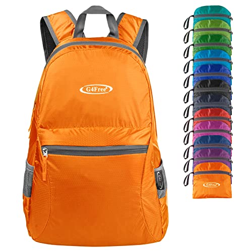 G4Free 20L Lightweight Packable Backpack Travel Hiking Daypack Foldable Backpack for Men Women - color: A-orange