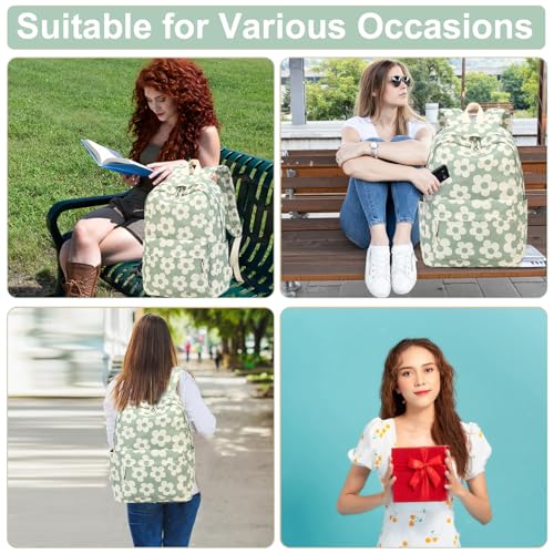 Bluboon School Backpack for Teen Girls Women Laptop Backpack College Bookbags Middle School Travel Work Commuter Back Pack - color: Green Grey