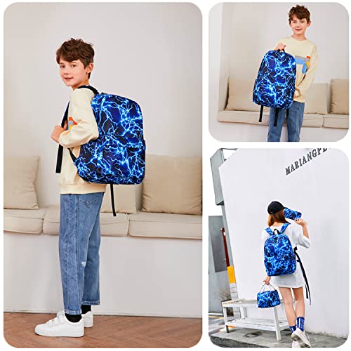 mezhsa Boy School Backpack Elementary Middle Lightning Bookbag Laptop Teenager Waterproof Lightweight 17 Inches (1-Blue) - color: 1-blue