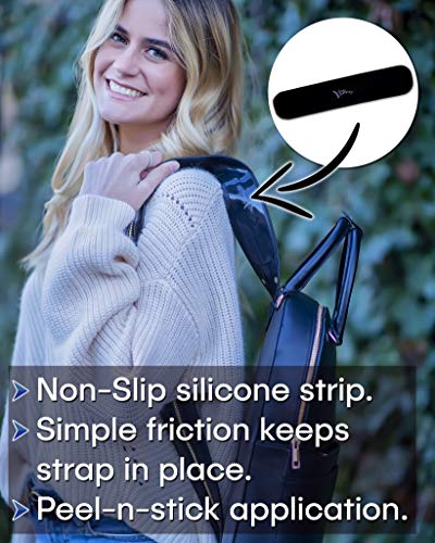 Prevent Strap Slips - The ORIGINAL Non Slip Shoulder Strap Grip Strips – Set of Large Black or Small Semi-Clear - color: Large Black & Small Semi-clear