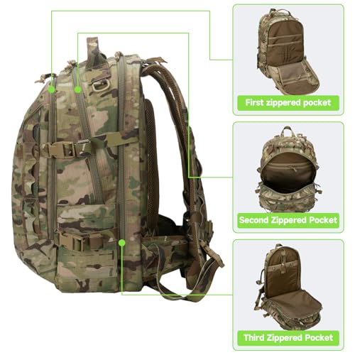 EXCELLENT ELITE SPANKER 40L Tactical Military Backpack for Men and Women Large Rucksack Assault Pack Bag for Outdoor Camping, Hiking(Multicam) - color: Multicam