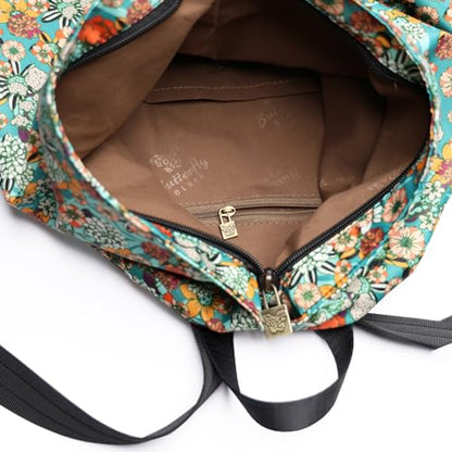 Black Butterfly Boho Backpack Purse for Women, Lightweight Fabric Daypack with Top Handle for Travel & Casual Daily Use - color: 53-multicolor