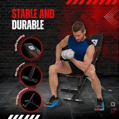 Adjustable Weight Bench - Professional Grade Fitness Equipment for Full Body Workout. Larger Size, Heavy-Duty Steel Construction, 8-Position Backrest, Foldable Design, Ready to Use