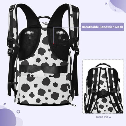 Travel Backpack with Shoe Compartment, 20L Large Capacity Laptop Backpack for Men Women, Black Spots Daypack for Traveling Hiking Carry On