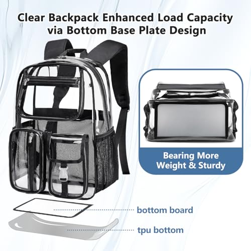 Cusangel Clear Backpack Heavy Duty Clear BookBag,16inch TPU Large Capacity See Through Backpack for Sport Events,Travel (beige) - color: Off-white