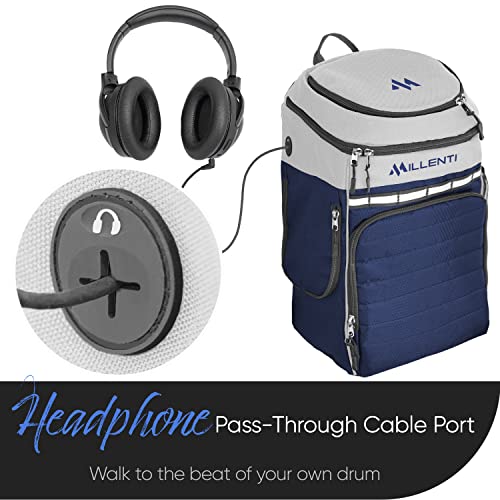 Millenti Backpacks Basketball Soccer Backpack - with Ball Compartment, Travel College Sports Bag and 13” Laptop Sleeve, 27L (White) - color: White