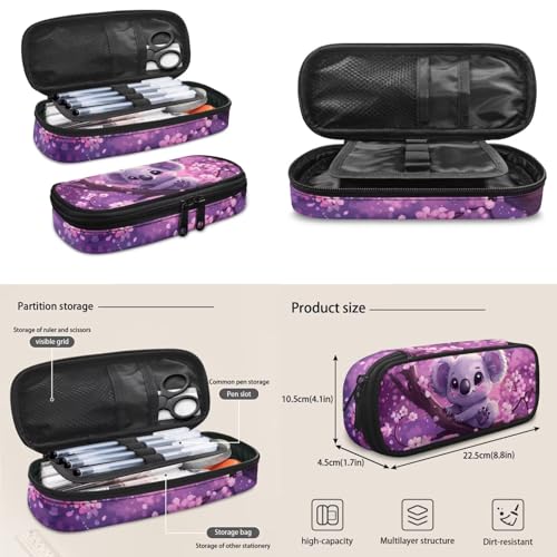 Cherry Blossom Koala Backpack for Girls Kids Backpack with Lunch Box Water Bottle Bag and Soft Pencil Pouch 4Pcs Set 17" Bookbag with Large Front Pocket for School Sturdy Elementary School Bag - color: Cherry Blossom Koala