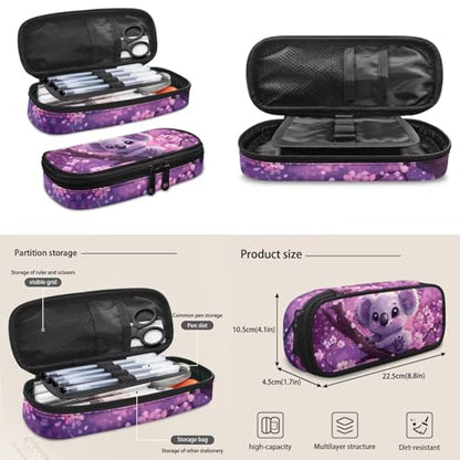 Cherry Blossom Koala Backpack for Girls Kids Backpack with Lunch Box Water Bottle Bag and Soft Pencil Pouch 4Pcs Set 17" Bookbag with Large Front Pocket for School Sturdy Elementary School Bag - color: Cherry Blossom Koala