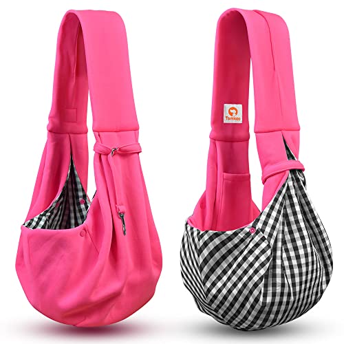 Tomkas Small Dog Sling Carrier - Classic Pocket & Classic Strap - for 3-10 lbs Pets(Rosered) - color: Rose Red