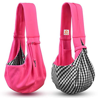 Tomkas Small Dog Sling Carrier - Classic Pocket & Classic Strap - for 3-10 lbs Pets(Rosered) - color: Rose Red