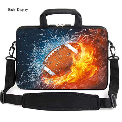 AMARY 14" 15" 15.4" 15.6" laptop sleeve chromebook case adjustable shoulder strap with handle accessory pocket for men women (Football) - color: Football