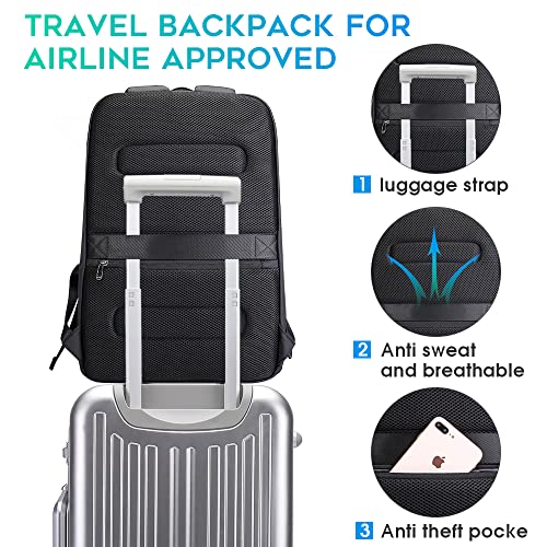 BANGE Business Smart Backpack Waterproof fit 15.6 Inch Laptop Backpack with USB Charging Port,Travel Durable Backpack - color: Black
