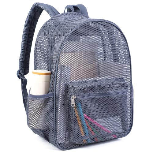 COVAX Mesh Backpack for School Heavy Duty See Through Net Bookbag Girls Boys Semi-Transparent Net Back Pack for Beach, Swimming, Sports, Work, Travel (Graphite) - color: Graphite