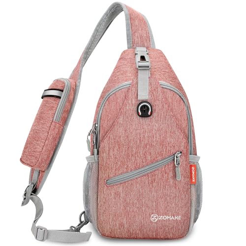 ZOMAKE Sling Bag,Small Crossbody Sling Backpack,Water Resistant Shoulder Daypack for Travel,Anti Thief Chest Bag for Hiking(Orange) - color: Orange
