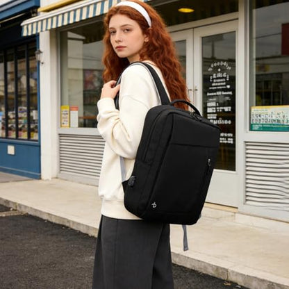 BESMART Laptop Backpack for Travel Water Resistant, Slim College Backpack for Men/Women, 15.6" Laptop Business Backpack with USB Charging Port(Black) - color: Black