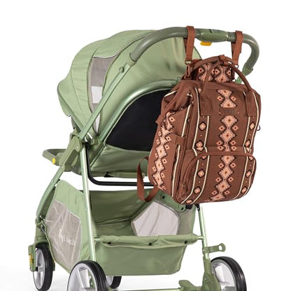 Wrangler Aztec Backpack Organized Daypack Travel Baby Bag with Stroller Strap and Side Bottle Pockets WG2204-9110CM - color: Angel Camel