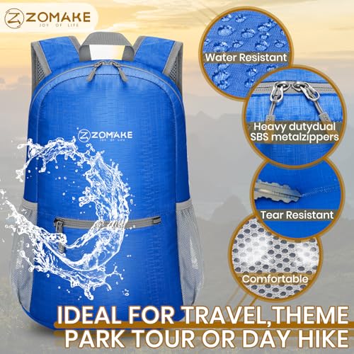ZOMAKE Ultra Lightweight Hiking Backpack 20L, Packable Small Backpacks Water Resistant Daypack for Women Men(Dark Blue) - color: Dark Blue-a